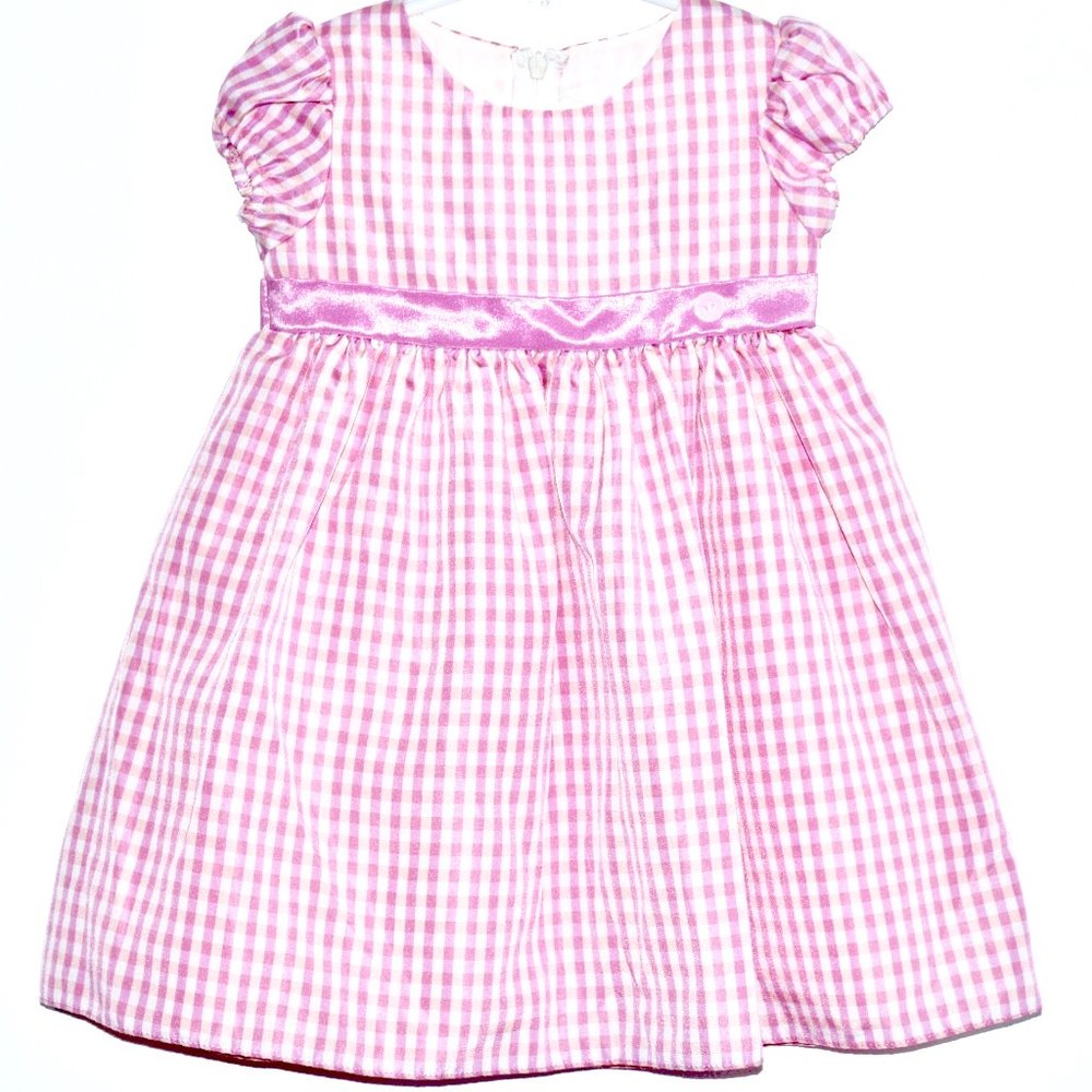 Sophie Rose Pink Gingham Check Dress with Short Sleeves - 18 Months - Picture 1 of 6